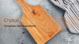  Presentation with food - PPT layouts enhanced with food-mockup-empty-wooden-board background and a coral colored foreground