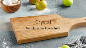  Presentation with food - Slide deck featuring food-mockup-empty-wooden-board background and a coral colored foreground