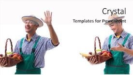  Presentation with chicken poultry farm white layer - Presentation theme with food montage - young farmer isolated background and a  colored foreground