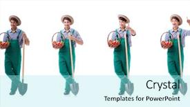  Presentation with chicken poultry farm white layer - Slides featuring food montage - young farmer isolated background and a arctic colored foreground