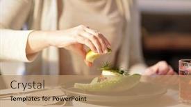  Presentation with food - Amazing PPT theme having food-new-nordic-cuisine backdrop and a coral colored foreground