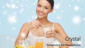  Presentation with healthy nutrition - Colorful slide set enhanced with food nutrition slimming diet concept backdrop and a lemonade colored foreground