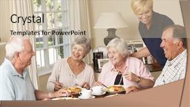  Presentation with home care - Beautiful slide set featuring care home with home help backdrop and a soft green colored foreground