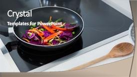  Presentation with induction cooktop - Colorful presentation enhanced with food on a induction cooktop backdrop and a dark gray colored foreground