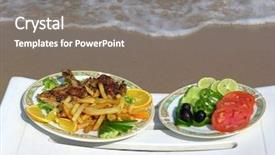  Presentation with food - Cool new presentation design with food on the beach backdrop and a gray colored foreground