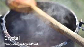  Presentation with outdoor festival - Slide set featuring food outdoor during medieval festival background and a  colored foreground