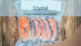  Presentation with salmon - Cool new PPT theme with food packaging - frozen salmon fillets backdrop and a sky blue colored foreground