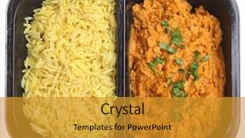  Presentation with indian food - Slide deck featuring food packaging - indian chicken tikka masala ready background and a gold colored foreground