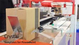  Presentation with food packaging - Audience pleasing presentation theme consisting of food packing machine backdrop and a coral colored foreground