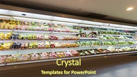  Presentation with guava fruits fresh green fruit - Amazing PPT theme having food packinig - shelf with fruits in supermarket backdrop and a tawny brown colored foreground