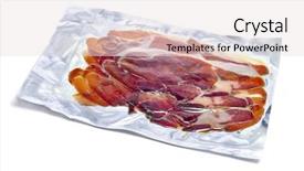 Presentation with food white - Theme consisting of food packinig - vacuum-packed serrano ham background and a white colored foreground