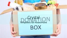  Presentation with food donation - Amazing presentation theme having food packinig - volunteer with donation box backdrop and a cool aqua colored foreground