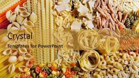  Presentation with pasta - Beautiful PPT layouts featuring food pantry - different types of pasta macro backdrop and a gold colored foreground