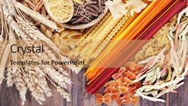  Presentation with pantry - Amazing PPT layouts having food pantry - different types of pasta backdrop and a coral colored foreground