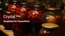  Presentation with pantry - Cool new PPT theme with food pantry - home preservation in glass jars backdrop and a wine colored foreground