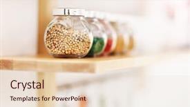  Presentation with pantry - Amazing PPT theme having food pantry - jars with spices backdrop and a lemonade colored foreground