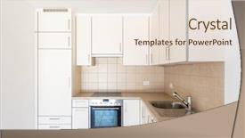  Presentation with nobody - PPT theme consisting of food pantry - kitchen front view detail nobody background and a sky blue colored foreground