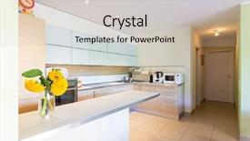  Presentation with yellow narcissus or daffodil flowers - Slides having food pantry - kitchen with peninsula and yellow background and a  colored foreground