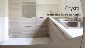  Presentation with food window - Amazing slide set having food pantry - modern kitchen with wood backdrop and a soft green colored foreground