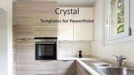  Presentation with food window - Beautiful PPT theme featuring food pantry - modern kitchen with wood backdrop and a mint green colored foreground