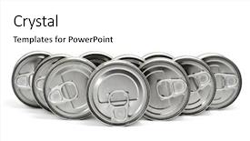  Presentation with pantry - Amazing PPT layouts having food pantry - pile of cans backdrop and a white colored foreground