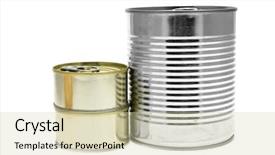  Presentation with pantry - Beautiful PPT theme featuring food pantry - some cans isolated backdrop and a soft green colored foreground