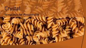  Presentation with pasta - Audience pleasing PPT theme consisting of food pantry - whole wheat rotini pasta closeup backdrop and a  colored foreground