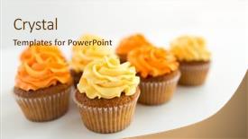  Presentation with food white - Audience pleasing slide set consisting of food pastry and confectionery concept backdrop and a cream colored foreground