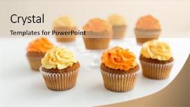  Presentation with food white - Amazing PPT theme having food pastry and confectionery concept backdrop and a lemonade colored foreground