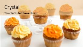  Presentation with food white - Audience pleasing PPT theme consisting of food pastry and confectionery concept backdrop and a yellow colored foreground