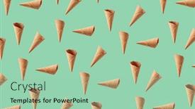  Presentation with ice cream cones - PPT theme with food-pattern-from-chaotic-floating background and a mint green colored foreground