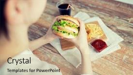  Presentation with fast food - Presentation theme with food people and unhealthy eating background and a soft green colored foreground