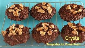  Presentation with cookies - Amazing PPT theme having food photo of chocolate oatmeal cookies on cooling rack backdrop and a tawny brown colored foreground
