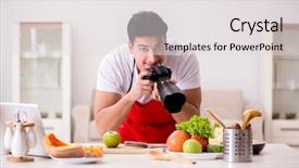  Presentation with web - Theme having food photographer taking photos background and a  colored foreground