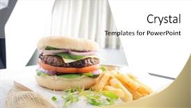  Presentation with classic - Beautiful PPT theme featuring food photography of classic cheeseburger backdrop and a  colored foreground