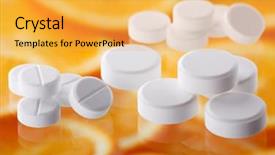  Presentation with white pills spilled from pills - Slides with food poisoning hospital - white pills with oranges background and a  colored foreground