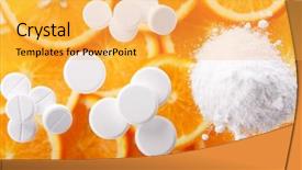  Presentation with pills - Presentation theme having food poisoning hospital - white pills with oranges background and a  colored foreground