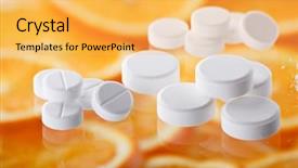  Presentation with food poisoning - Beautiful presentation theme featuring food poisoning hospital - white pills with oranges backdrop and a  colored foreground