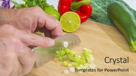  Presentation with green fresh food - Audience pleasing slides consisting of food prep chopping fresh healthy backdrop and a yellow colored foreground
