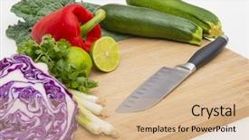 Presentation with free food additives - Slides enhanced with food prep chopping slicing fresh background and a coral colored foreground