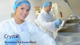  Presentation with food preparation - Colorful theme enhanced with food preparation factory backdrop and a sky blue colored foreground