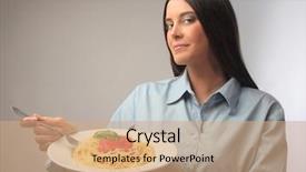  Presentation with role play woman and man - Cool new theme with food presentasion - beautiful woman holding a plate backdrop and a coral colored foreground