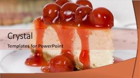  Presentation with cheesecake - Audience pleasing PPT theme consisting of food presentasion - delicious slice of cheesecake backdrop and a coral colored foreground
