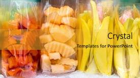  Presentation with fresh papaya - Presentation theme enhanced with food presentasion - fresh mango melon and papaya background and a yellow colored foreground