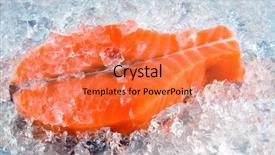  Presentation with steak - Cool new slide deck with food presentasion - rose colored fish steak ice backdrop and a coral colored foreground