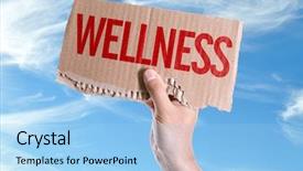  Presentation with wellness - Colorful slide set enhanced with food presentasion - wellness card with sky background backdrop and a light blue colored foreground