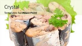  Presentation with canned fish - Cool new PPT theme with food preservation - canned fish backdrop and a blonde colored foreground