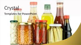  Presentation with food preservation - Cool new slides with food preservation - glass jars of preserved vegetables backdrop and a sky blue colored foreground