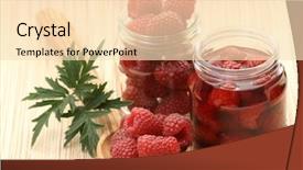  Presentation with medicine syrup - Beautiful PPT theme featuring food preservation - homemade preserved - raspberry syrup backdrop and a lemonade colored foreground