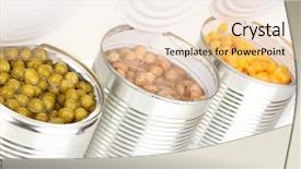  Presentation with food preservation - Cool new PPT layouts with food preservation - open tin cans of corn backdrop and a lemonade colored foreground